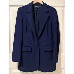 Boston Proper Navy Blazer Jacket Smooth Stretch Classic Nautical Preppy Women 14